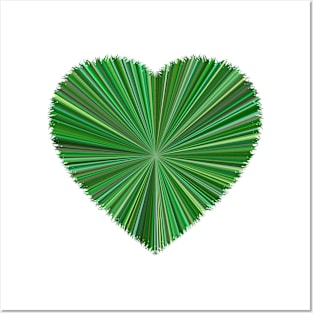 Heart in green grass design Posters and Art